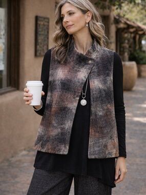 Bryn Walker Italian Wool Blend Plaid One Button Swing Jacket USA Sz S💛
